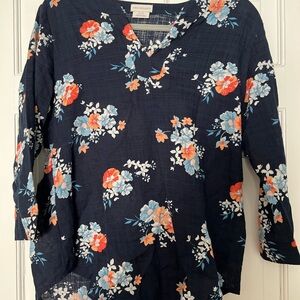 Van Heusen Navy Floral Blouse